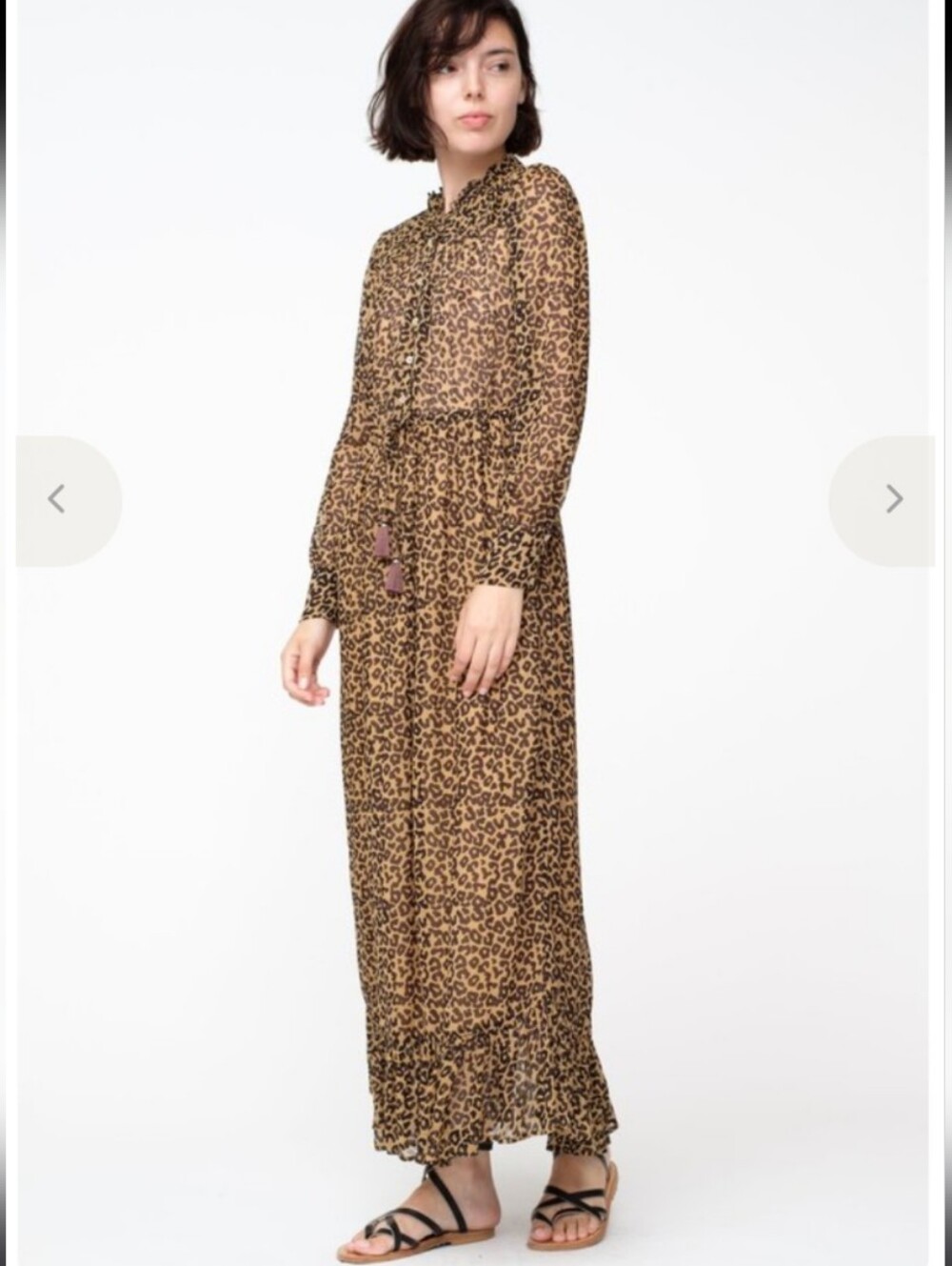 Sea New York Lottie Leopard Amimal  Print Long Sleeve Maxi Dress